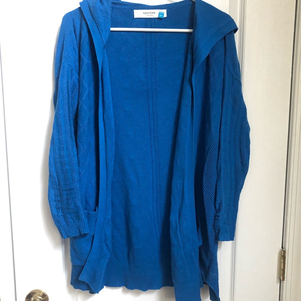Anthropologie Sparrow Blue Hooded Sweater